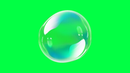 Wall Mural - vibrant floating soap bubble on green screen background
