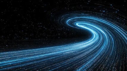 Wall Mural - Futuristic glowing blue spiral of light in starry space  
