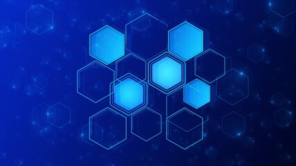 Wall Mural - abstract animation hexagonal grid structure complexity of futuristic data systems, molecular structu