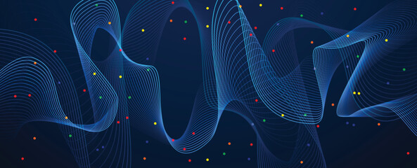 Wall Mural - technology and modern science banner or header. connected neural network