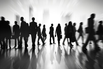 Wall Mural - Silhouette walking motion people.