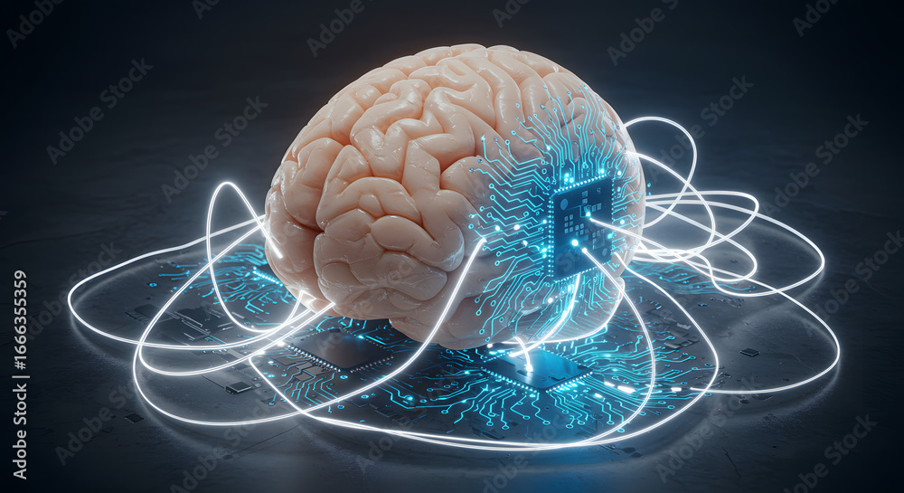 Intellect Brain Brain and Artificial Intelligence: This image shows a human brain ...