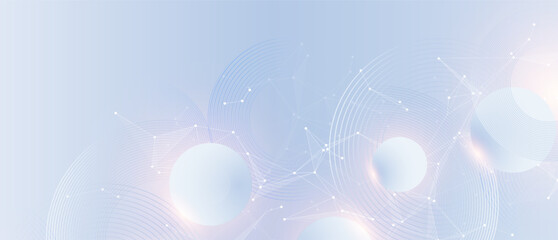 Abstract tech network connection dots. Digital technology and big data analysis background. White background with plexus lines. Geometric background with abstract mesh