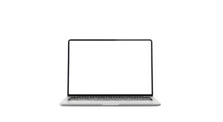 Modern laptop displaying blank white screen minimalist design transparent background