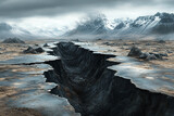 Generative AI Illustration of Geological Faults and Tectonic Processes in Arid Landscape