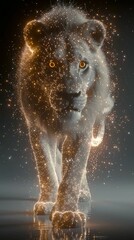 Wall Mural - The video shows a lion walking.