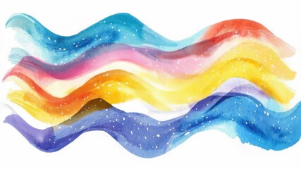 Colorful wave with rainbow colors, painted in watercolor style