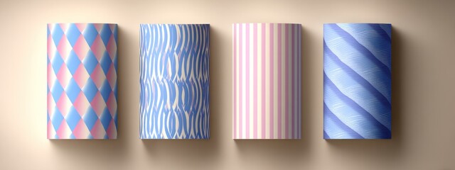 Wall Mural - Four cylindrical shapes with different repeating patterns