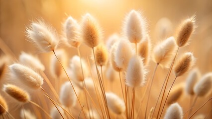 Golden Hour Glow A Field of Fluffy Bunny Tail Grass in Warm Light