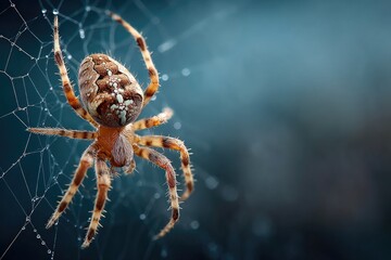 Close-up spider on intricate web