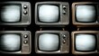 © huras - Vintage TVs arranged in a grid, blank screens