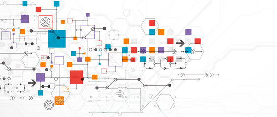 Wall Mural - abstract technology concept. circuit board, high computer color background. vector illustration with