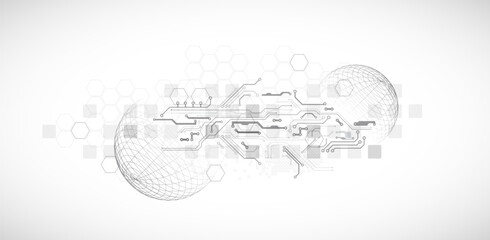 Wall Mural - abstract circuit board background with sphere. hi-tech digital technology concept. vector.