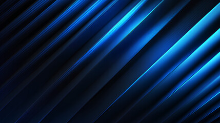 Wall Mural - 3d render. Abstract geometric background. Blue neon diagonal lines. Ribbed glass wallpaper Stock Illustration