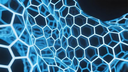 Hexagonal Grid Structure with Blue Illumination