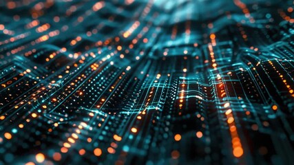 Wall Mural - A computer generated  of a wave with orange and blue lines. The lines are very close together and are in different colors