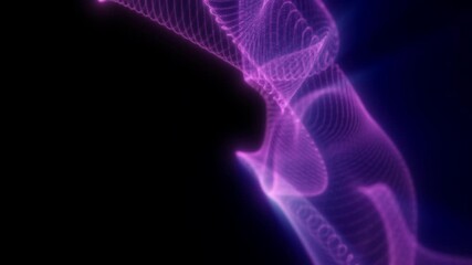 Wall Mural - soft purple light structures bend and curve across a black background, forming minimal yet intricate