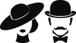 © MUZIHID CREATION - Elegant silhouette of a woman in a wide brimmed hat and a man in a bowler hat