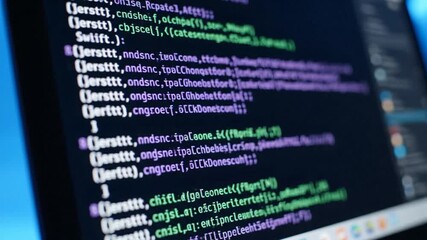 Closeup of Code on a Computer Screen Displaying Software Programming and Digital Script
