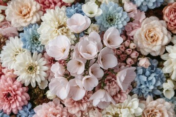 Canvas Print - a cluster of blooming sweet pea blossoms