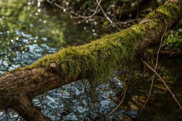 Wall Mural - typical moss growing on a tree branch