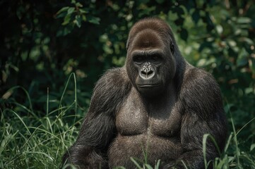Wall Mural - close-up of a large female ape