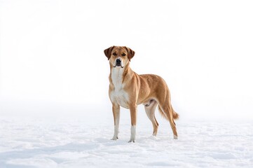 Wall Mural - canine enjoying snowy winter landscape