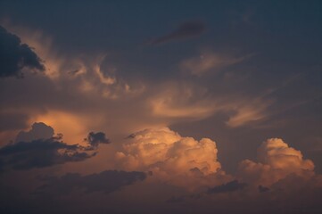 Wall Mural - stormy clouds and twilight hues paint a dramatic night sky