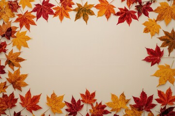 Wall Mural - multicolored autumn maple foliage scattered on the ground