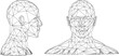 © sabelskaya - Biometric technology digital face scanning, facial recognition system, vector polygonal black outline ID identification