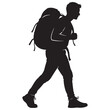 © Arnab - Black Silhouette of Hiker with Backpack Vector on White Background