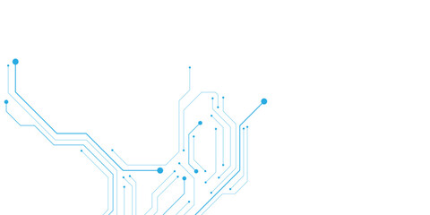 Wall Mural - technology blue circuit diagram on white background. high-tech circuit board connection system.vecto