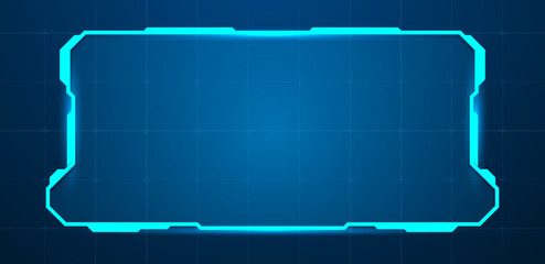 Digital screen or technology box blue light cyberpunk. Vector editable