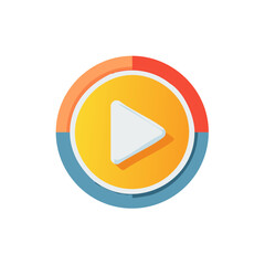Play button vector icon symbol with circle colorful frame flat illustration design concept for website or application