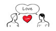© NAHID  - Two people expressing their love with a heart symbol and speech bubbles