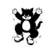 © tini - Whimsical feline cartoon jumps gleefully wearing boots with paws outstretched creating a charming