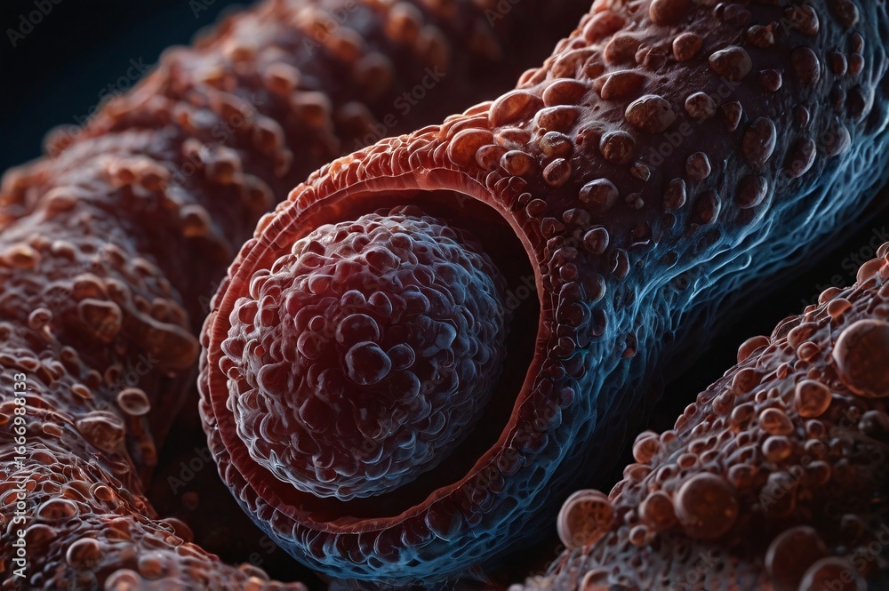 Colorectal Cancer Medical Visualization inside the colon Stock Photo ...