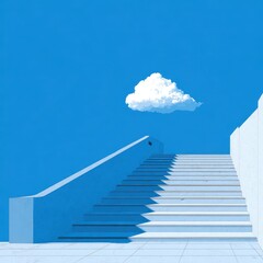 Wall Mural - Minimalist Illustration of a Clean and Sharp Staircase Against Sky