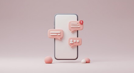 Smartphone with social media chat notification bubbles.