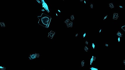 Holographic Like Icons on a Black Background (Loopable)

A seamless loop of futuristic, holographic 