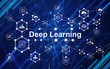© Abid - Deep learning network with interconnected hexagon icons on blue on transparent background