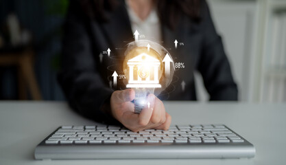Wall Mural - Digital banking innovation integrates finance and technology to enhance online banking, mobile services, and fintech for seamless financial experiences. Latch
