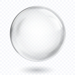 Wall Mural - Translucent gray sphere with highlights and soft shadow on transparent background, vector illustration for design projects and creating creative works.