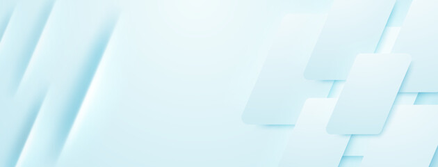 Wall Mural - Soft, light blue rectangles overlap, creating a layered, abstract background with subtle shading and depth.