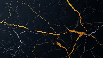 Wall Mural - Black Marble Texture With Subtle Gold Veins