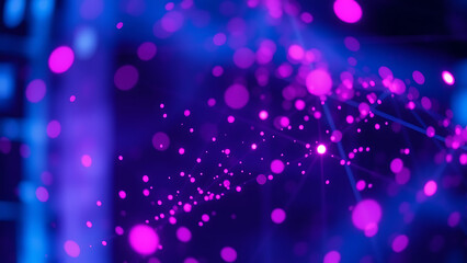 Wall Mural - Ambient Wellness Tech Interface with Glowing Pink and Purple Light Particles