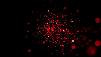 Wall Mural - Abstract Red and White Particle Explosion on Black Background