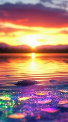 Wall Mural - a serene sunset scene over a peaceful body of water