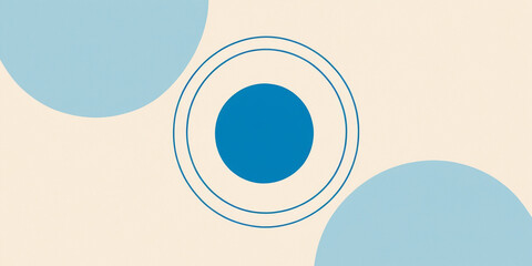 Wall Mural - vibrant blue circles interplaying on a soft pastel background