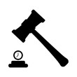 © kulsum - A black silhouette of a gavel hovering over a clock icon illustration